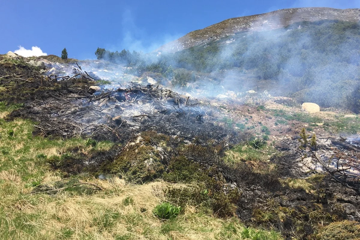Susch GR - Weideland durch Brand beschädigt
