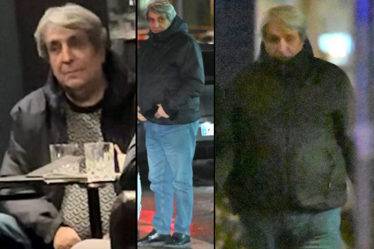 Das Bild zeigt drei Aufnahmen eines Mannes in dunkler Kleidung, jeweils an einem urbanen Ort, tagsüber und bei Nacht.