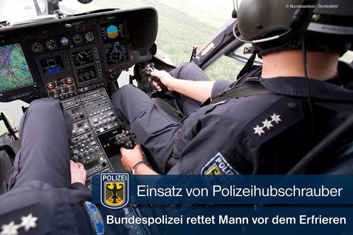 Einsatz von Polizeihubschrauber in München - Bundespolizei rettet Mann vor dem Erfrieren