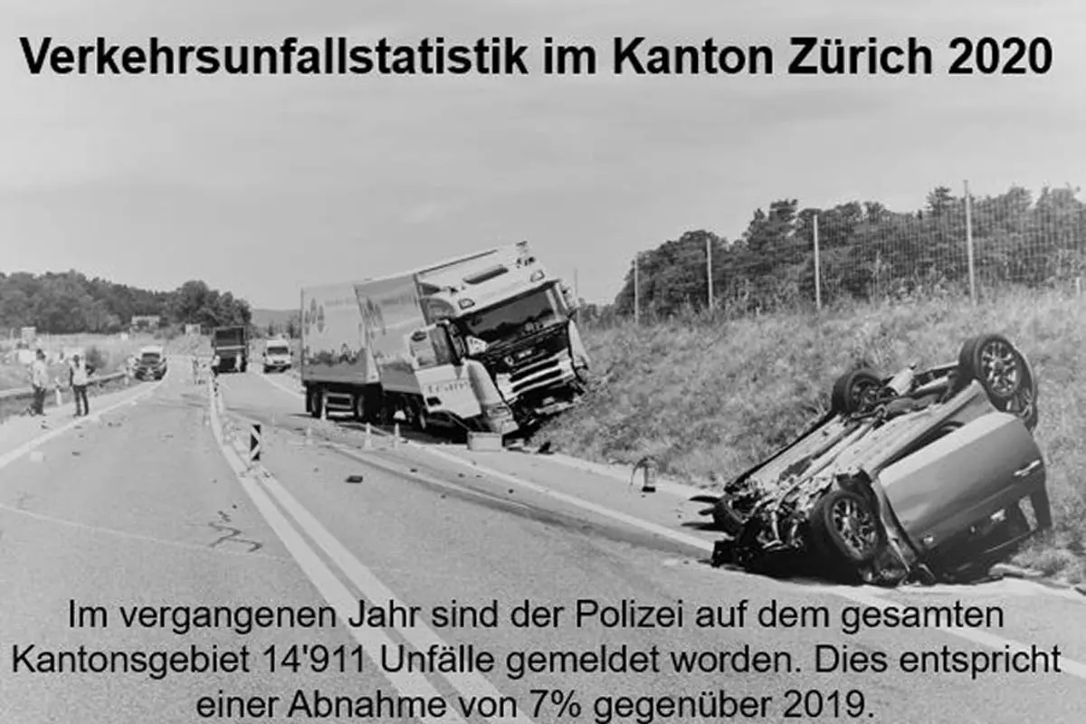 Kanton Zürich - Weniger Unfälle als 2015 - 2019