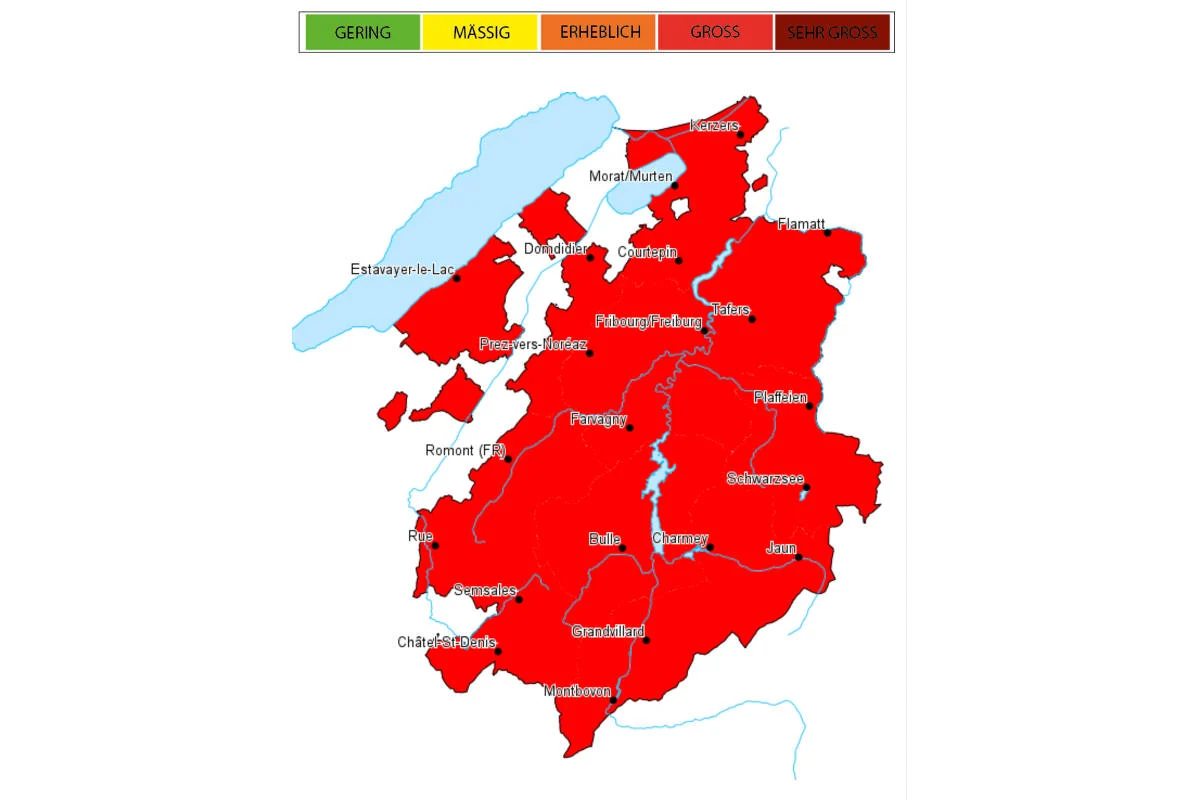 Kanton Fribourg - Die Behörden erhöhen die Gefahrenstufe