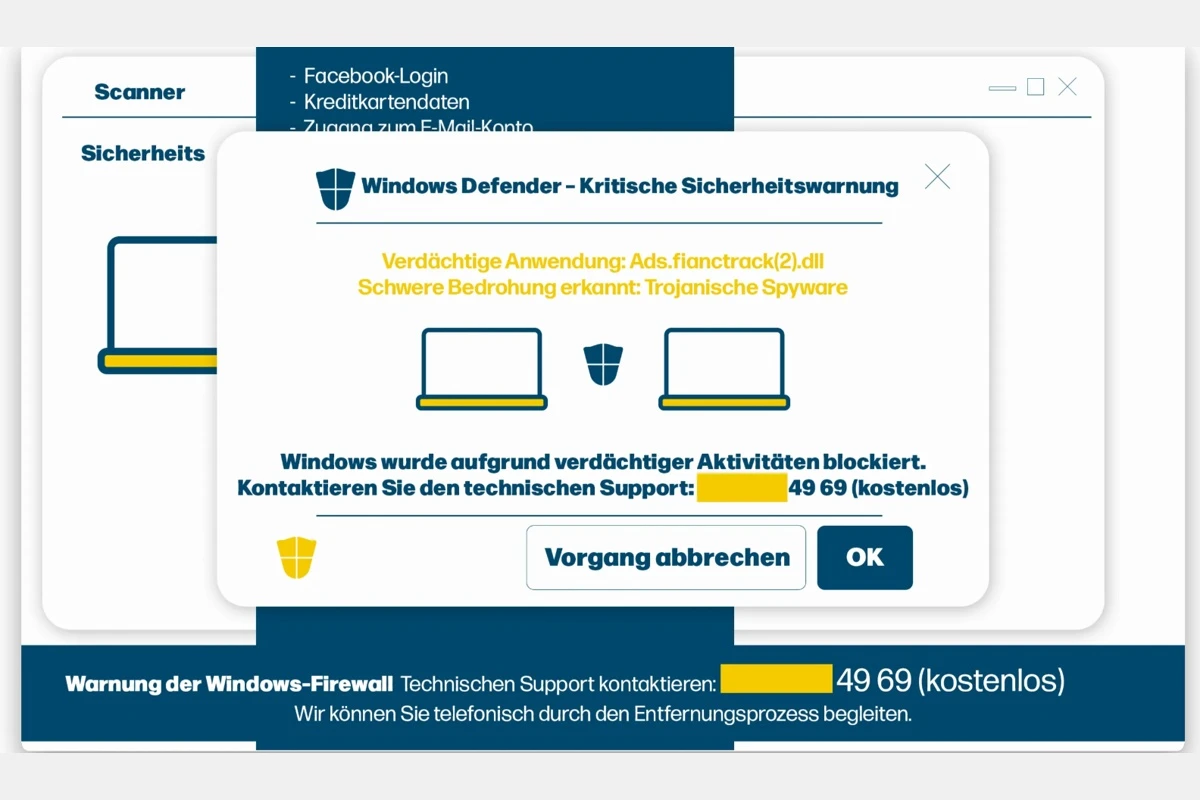Achtung Betrug – Fake-Sicherheitsmeldungen auf Webseiten