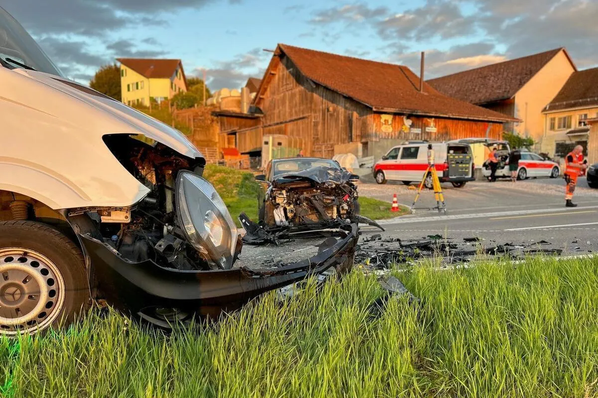 Rickenbach Sulz ZH - Frontalkollision fordert fünf Verletzte 