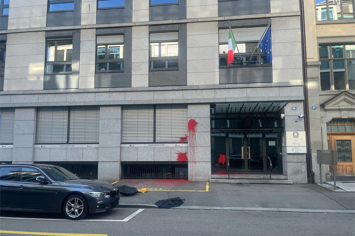 Zürich – Farbanschlag auf Konsulat bei nicht genehmigter Demonstration