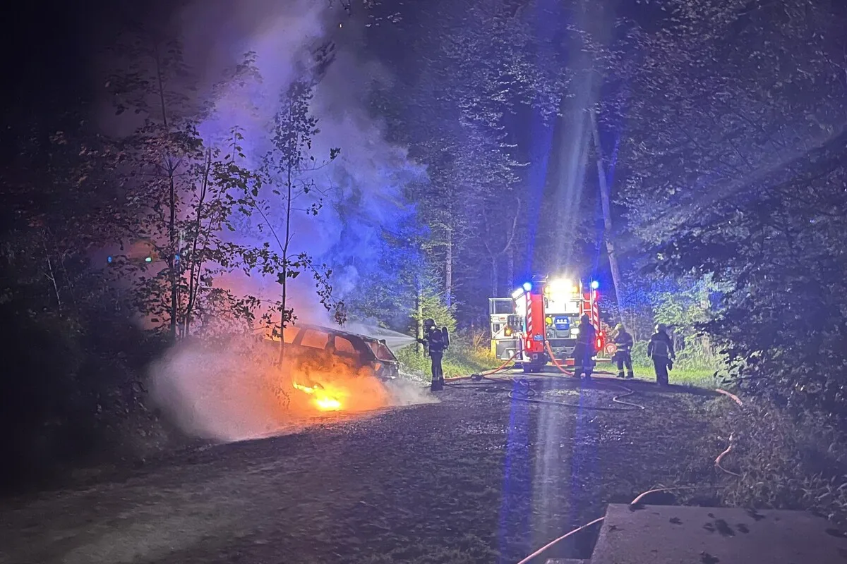 Hunzenschwil AG - Jeep brennt nach Unfall komplett aus