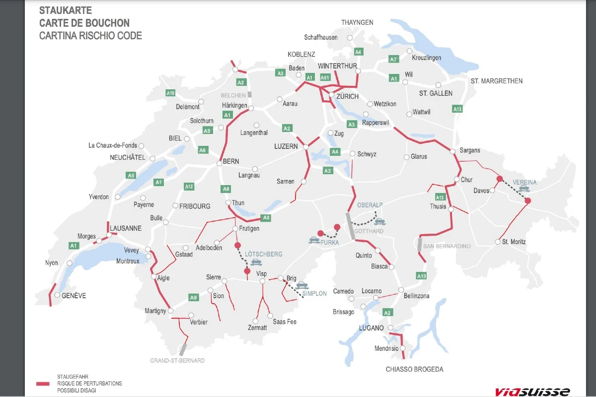 Schweiz - Die Verkehrsprognose an Ostern