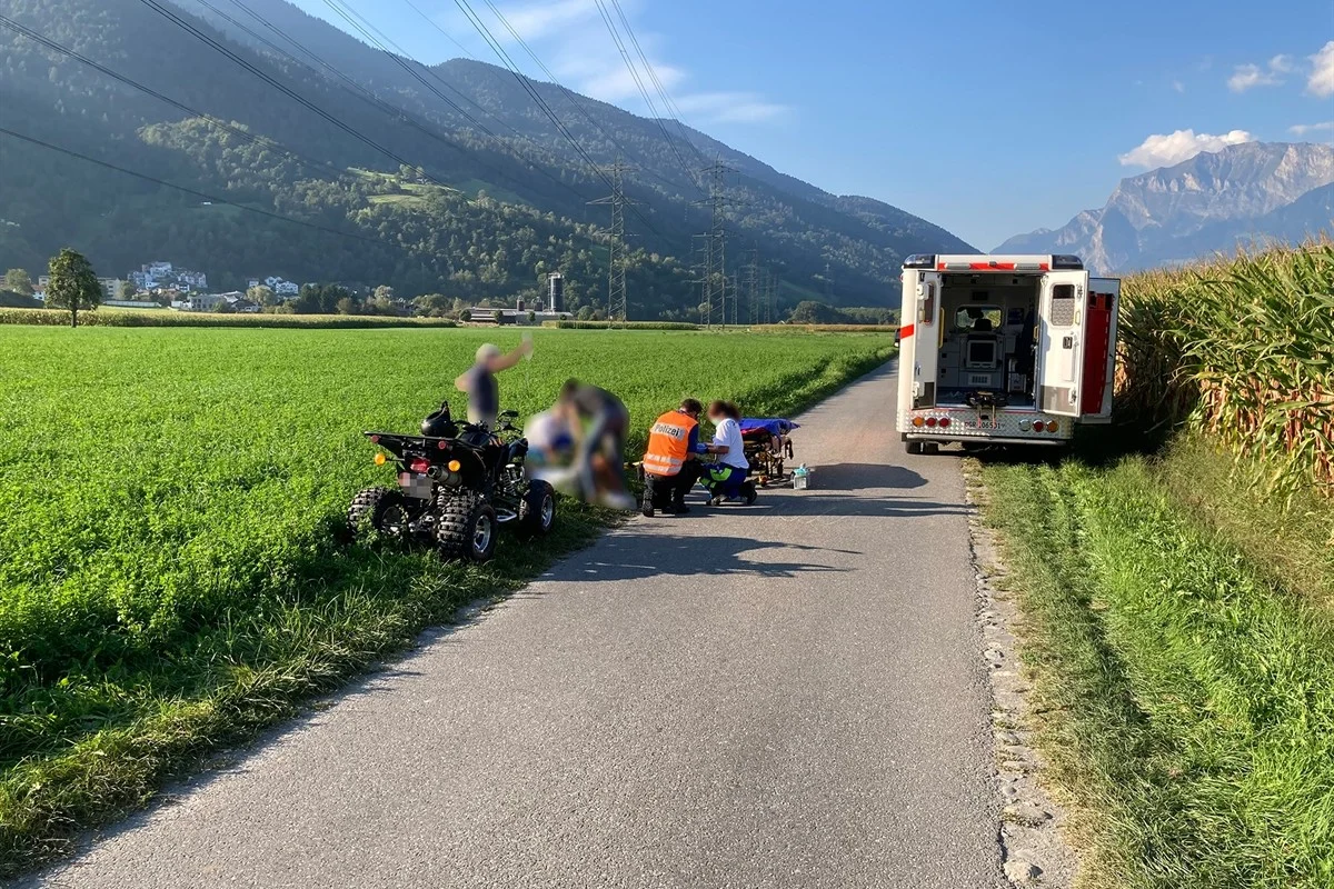 Unfall in Untervaz GR -  53-Jähriger überschlägt sich mit dem Quad