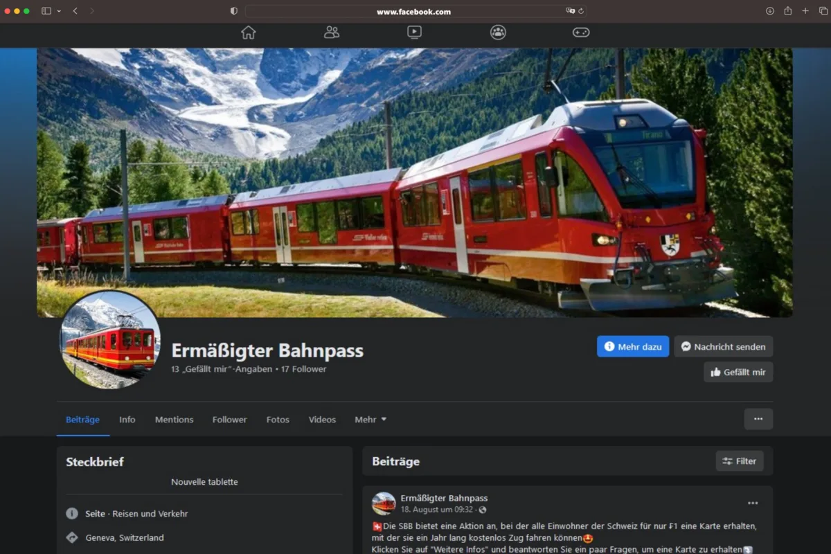 Bertrugsmasche «Ermässigter Bahnspass»