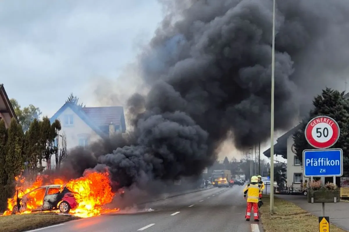 Pfäffikon ZH – Auto und Hecke in Brand geraten