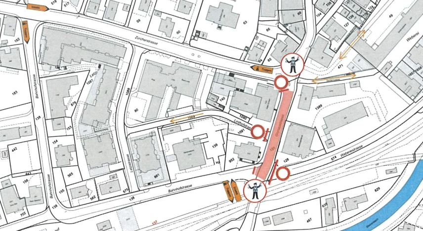 Uznach SG – Bauarbeiten auf Grynaustrasse