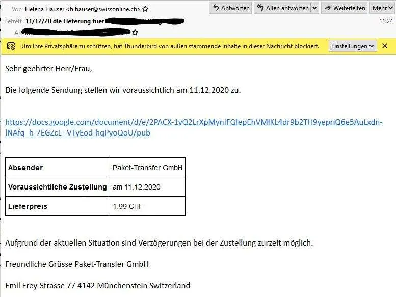 Achtung Betrug! Anruf von Zustellservice mit Ankündigung von Lieferung ist ein E-Banking Trojaner