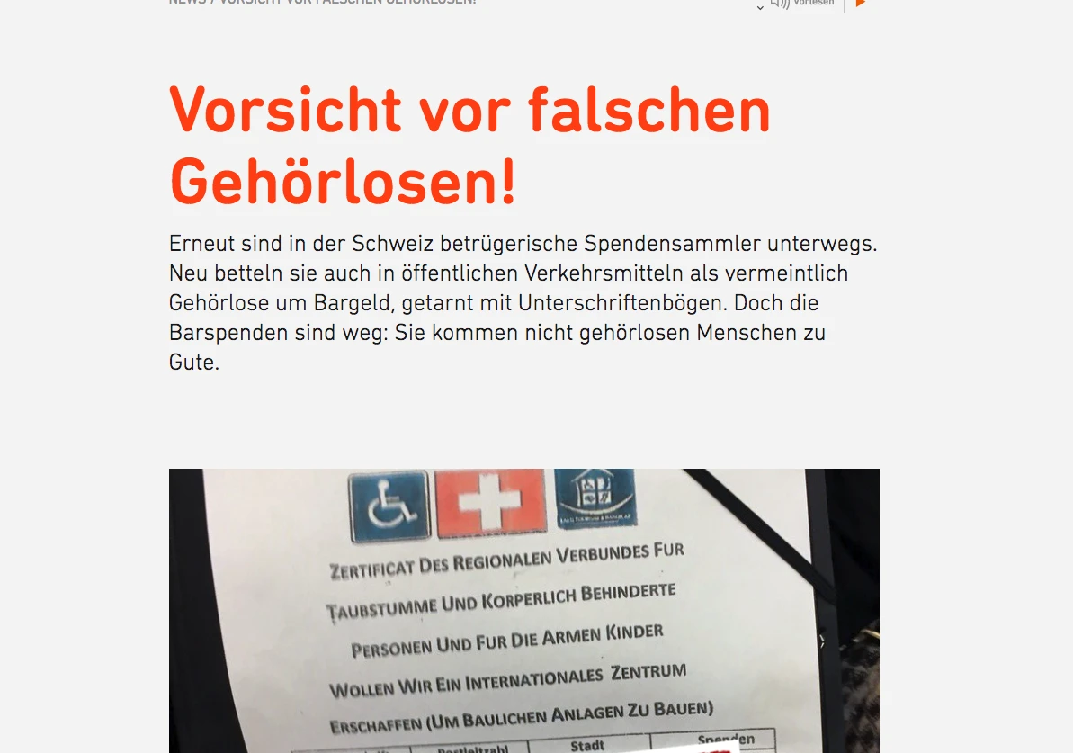WARNUNG - Vorsicht vor falschen Gehörlosen!