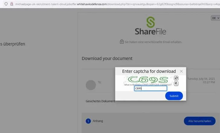 Warnung vor Trojaner - Jobangebot im Namen von Michale Page