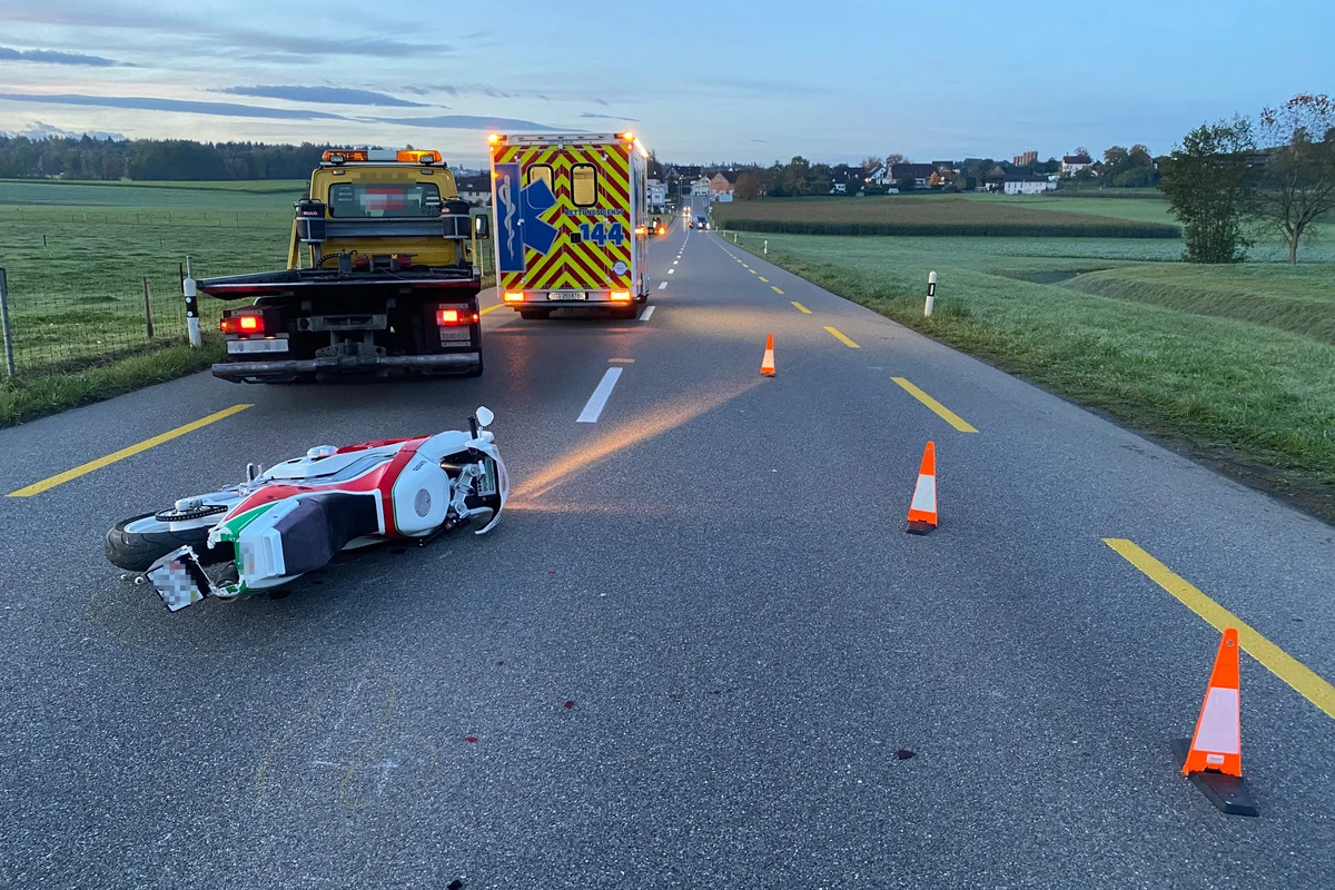 Unfall in Istighofen TG - Motorradfahrer zu spät bemerkt 
