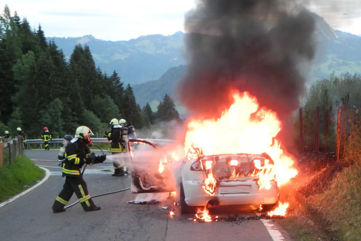 Vorderthal SZ - Auto brennt aus