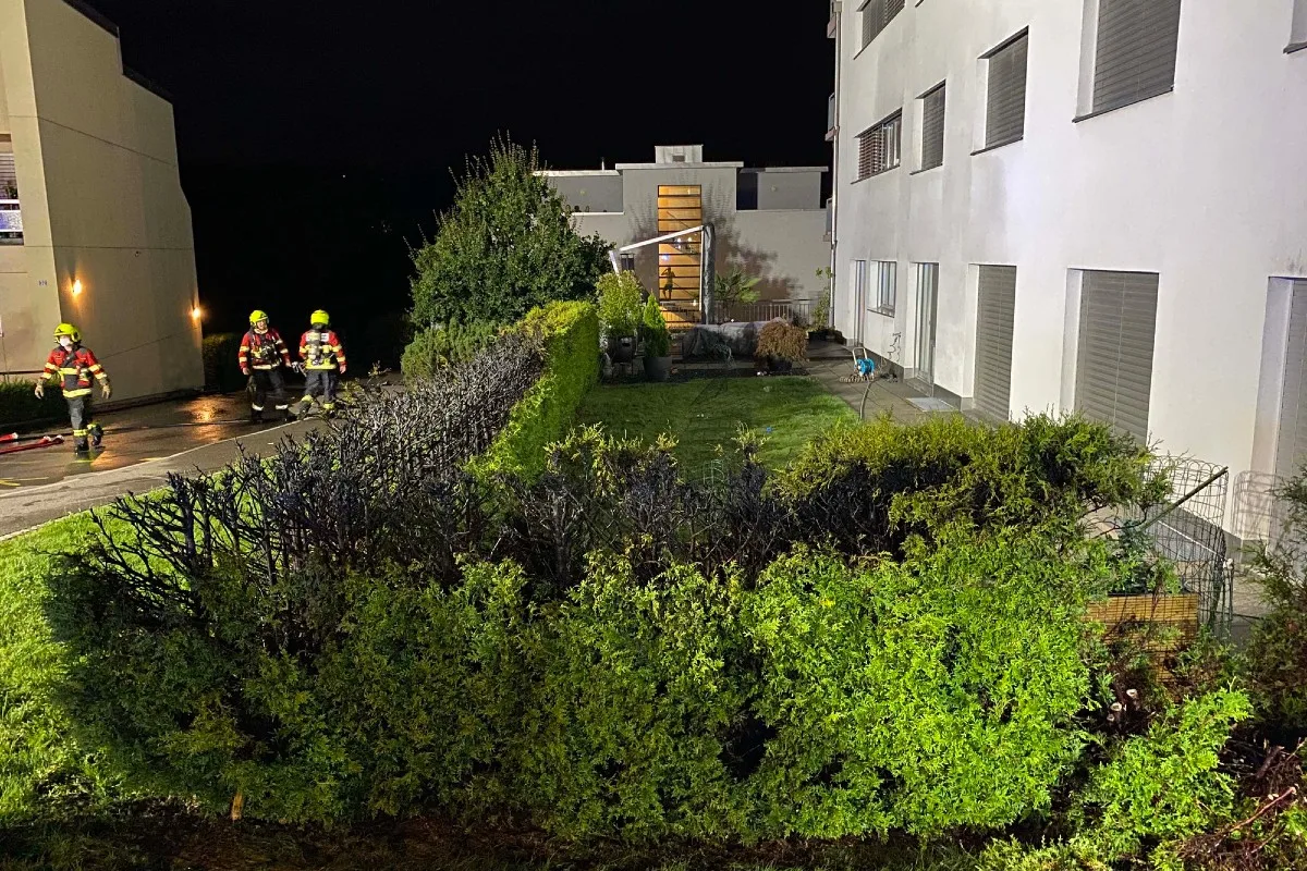 Menzingen ZG - Hecke in Brand geraten
