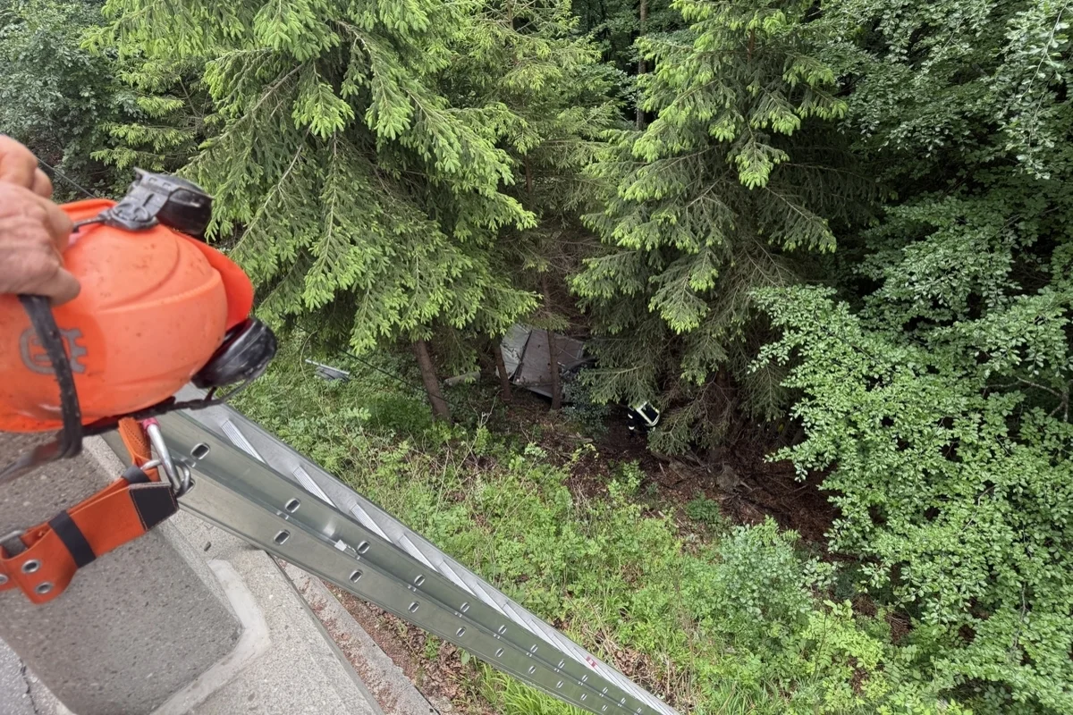 Unfall in Unterschächen UR – Fahrzeug stürzt rund 80 Meter in ein steiles Waldstück