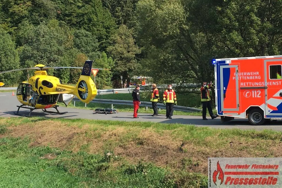 Unfall in Plettenberg – Schwerverletzter nach Fahrradsturz erfordert Rettungshubschrauber-Einsatz