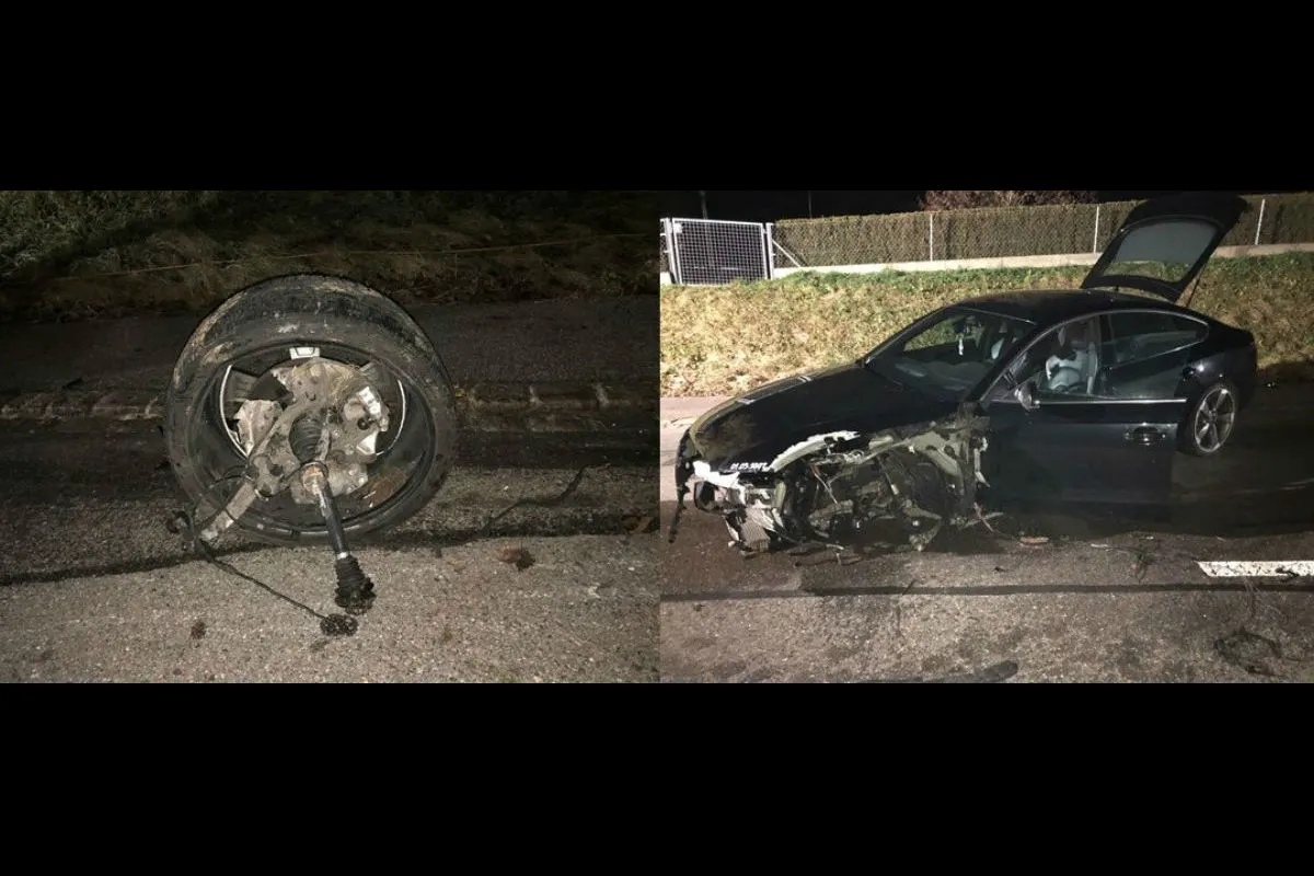 Schaffhausen SH - Auto kracht frontal in Kandelaber