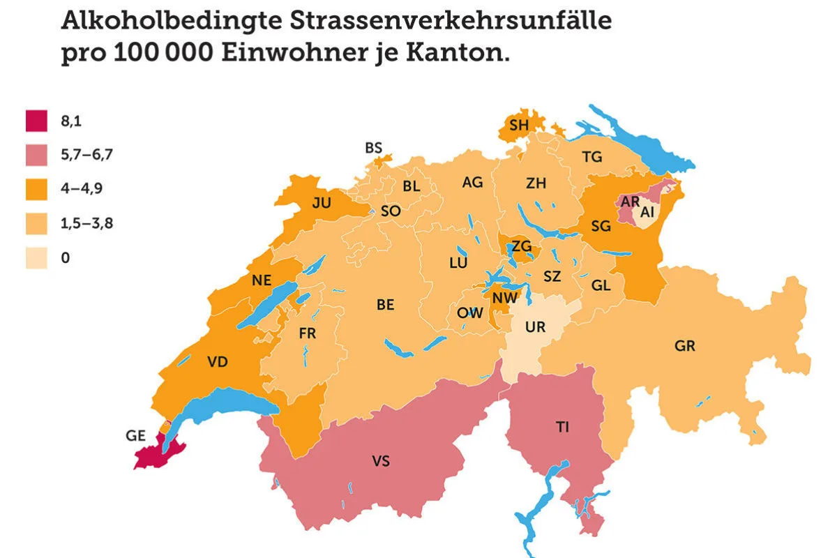 In Genf deutlich häufiger alkoholbedingte Verkehrsunfälle als in Zürich