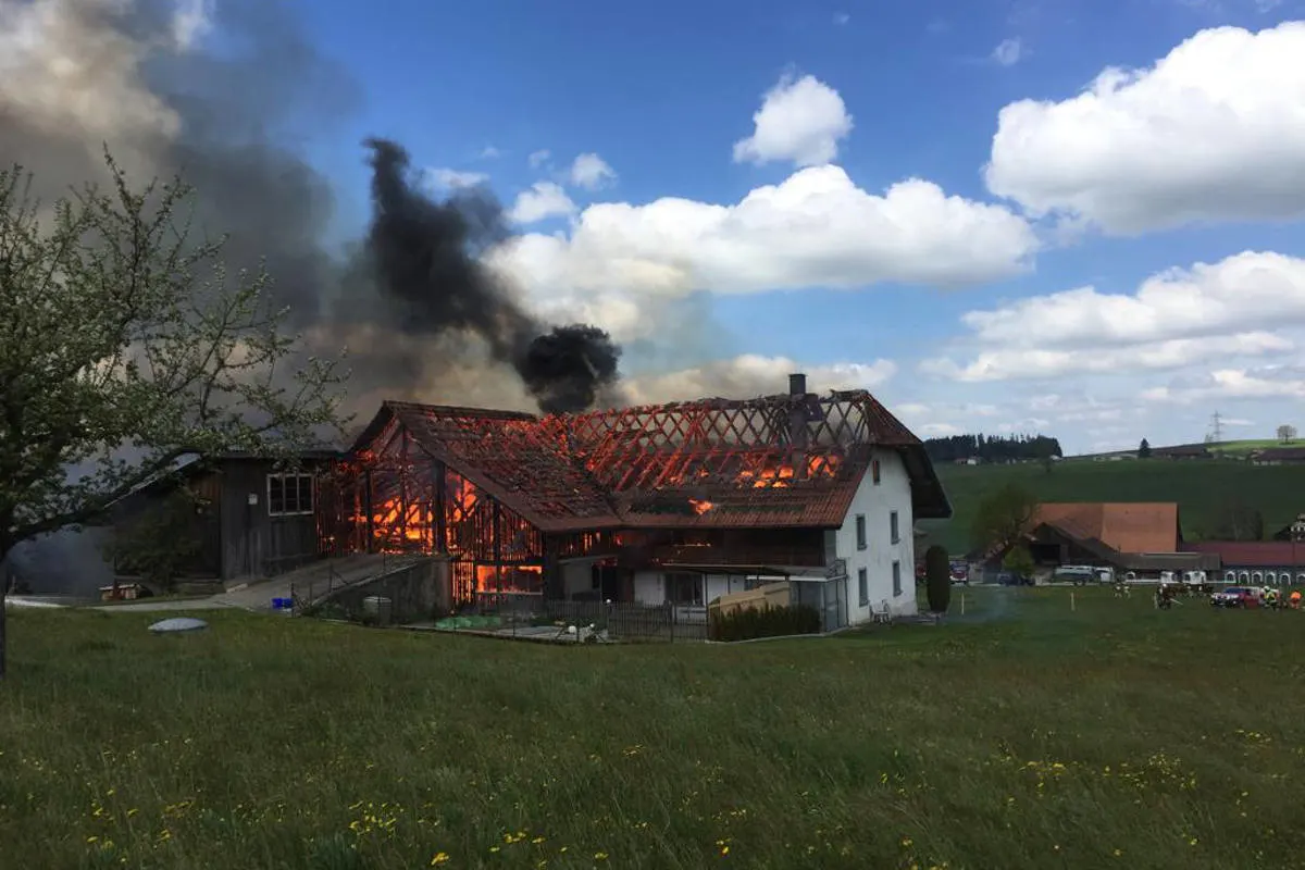 Alterswil FR - Bauernhaus in Alterswil durch Brand komplett zerstört