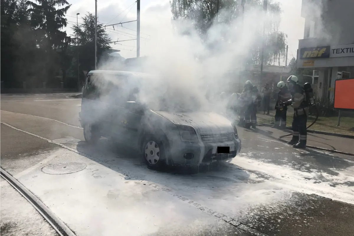 Reinach BL - Fahrzeugbrand erfordert Feuerwehreinsatz