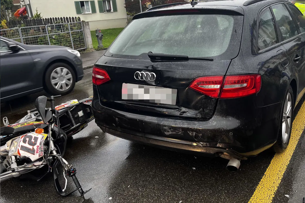 Rheineck SG – Auffahrkollision zwischen Motorrad und Auto