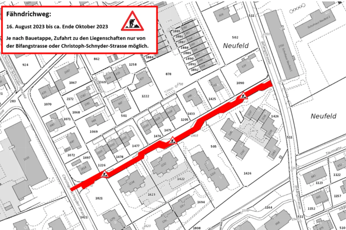 Strassensperrungen aufgrund von Bauarbeiten in der Stadt Sursee LU