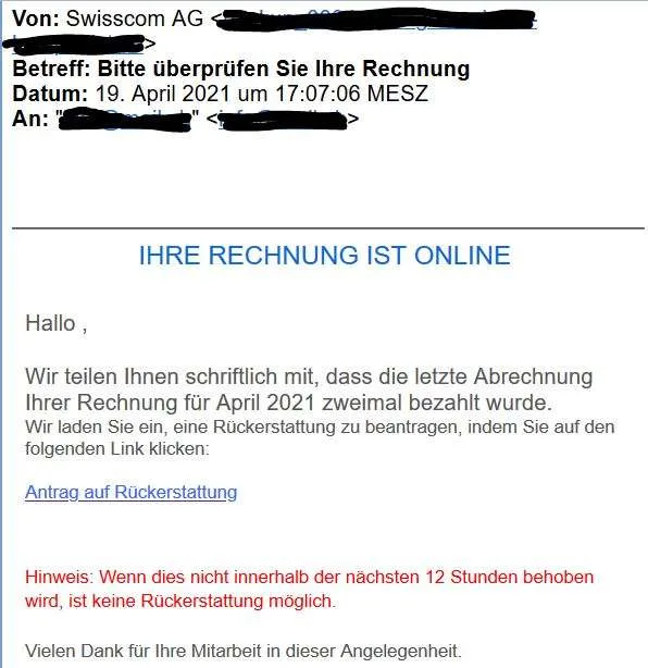 Warnung - Betrüger geben sich als Swisscom aus!