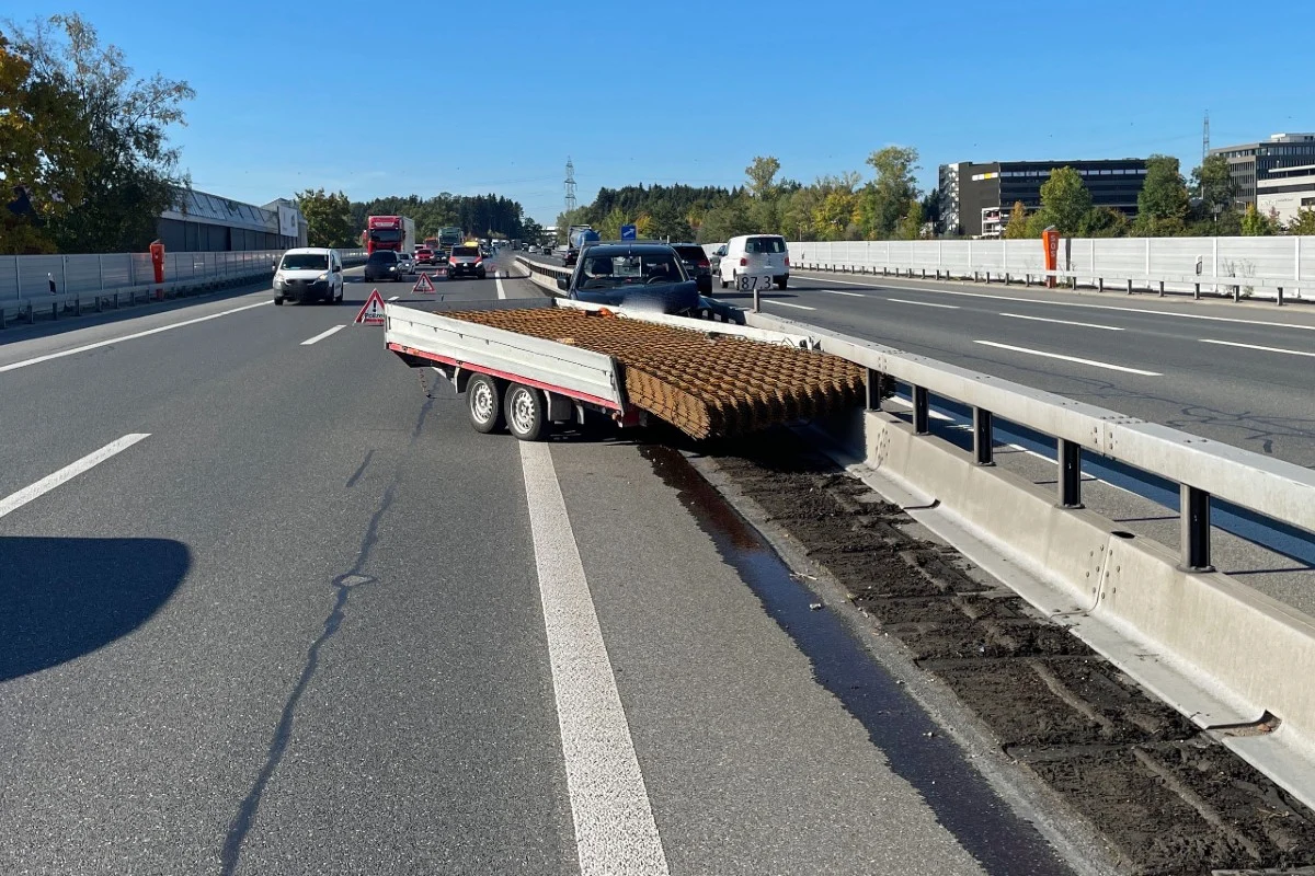 Unfall in Rothenburg LU – Beim Selbstunfall auf der A2 ist Sachschaden entstanden