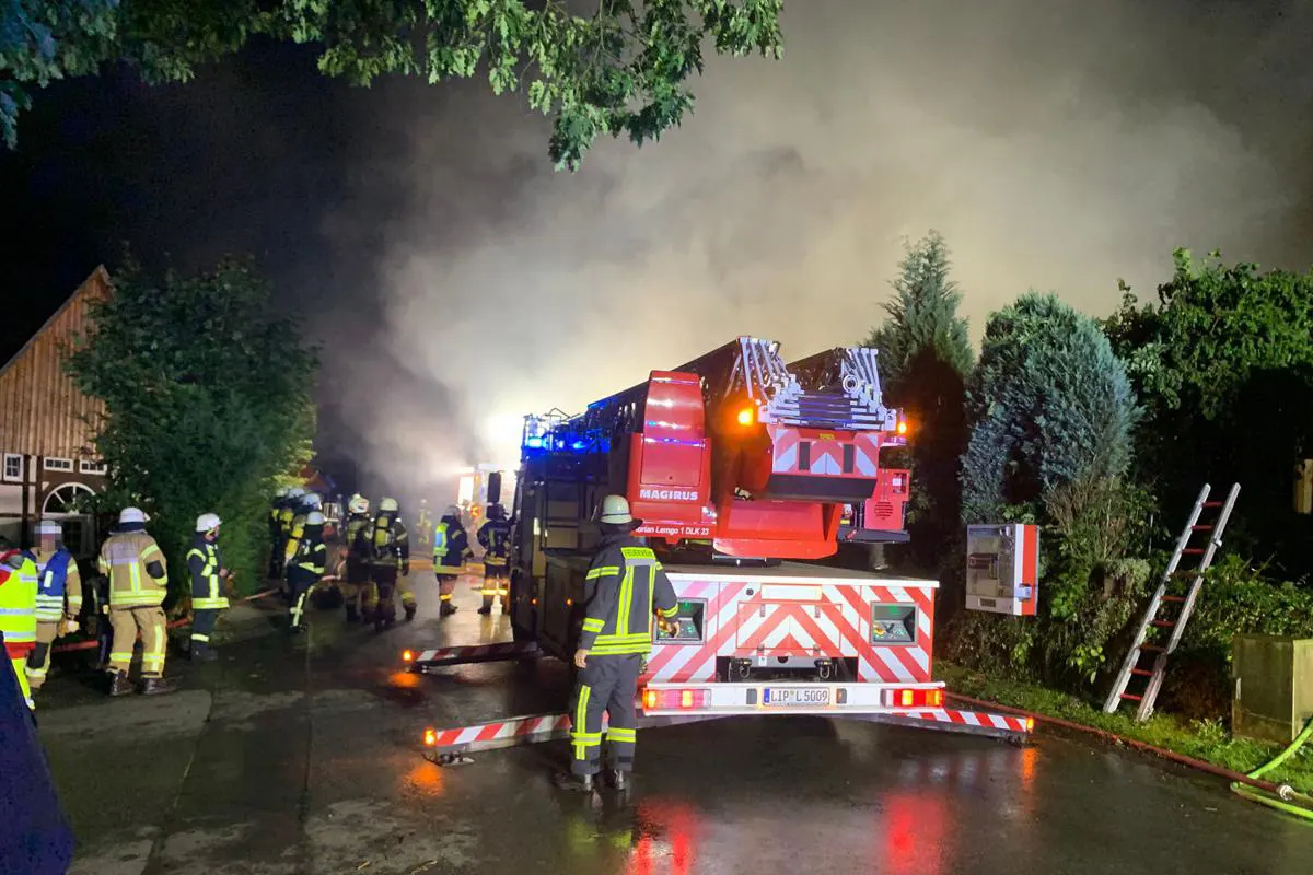 Dörentrup NW – Brand von Anbau und Carport – Zwei Hunde gerettet