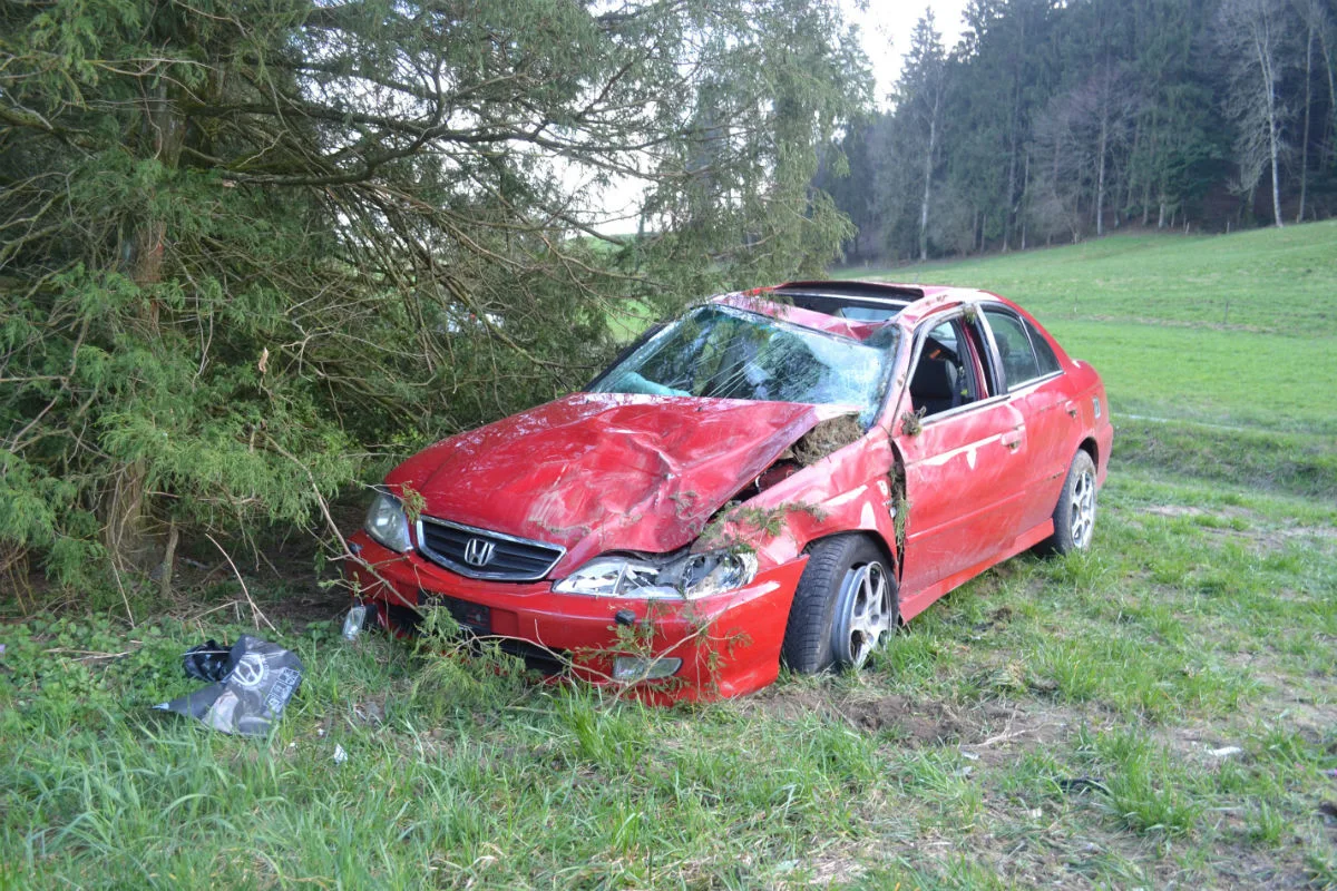 Udligenswil LU - Auto überschlägt sich bei Selbstunfall – Lenker verletzt