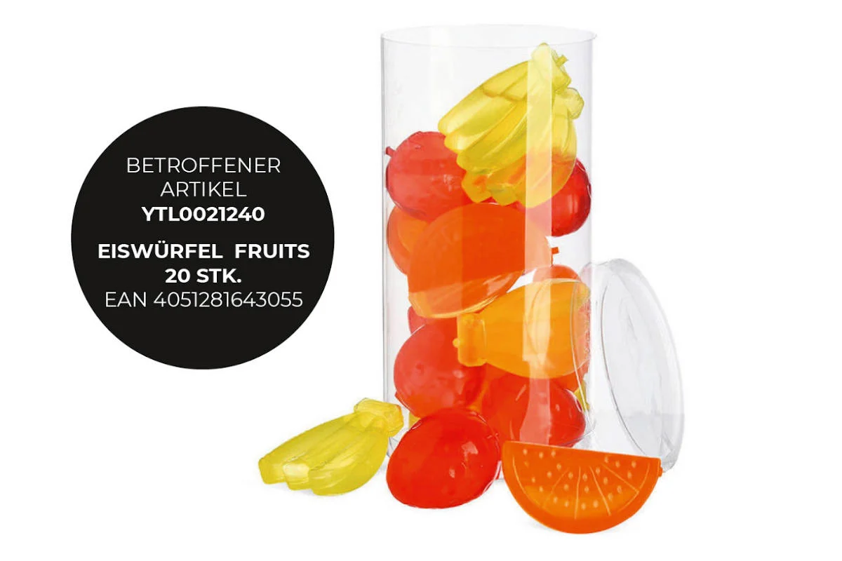 Erstickungsgefahr durch Kunststoffeiswürfel «Fruits» von DEPOT