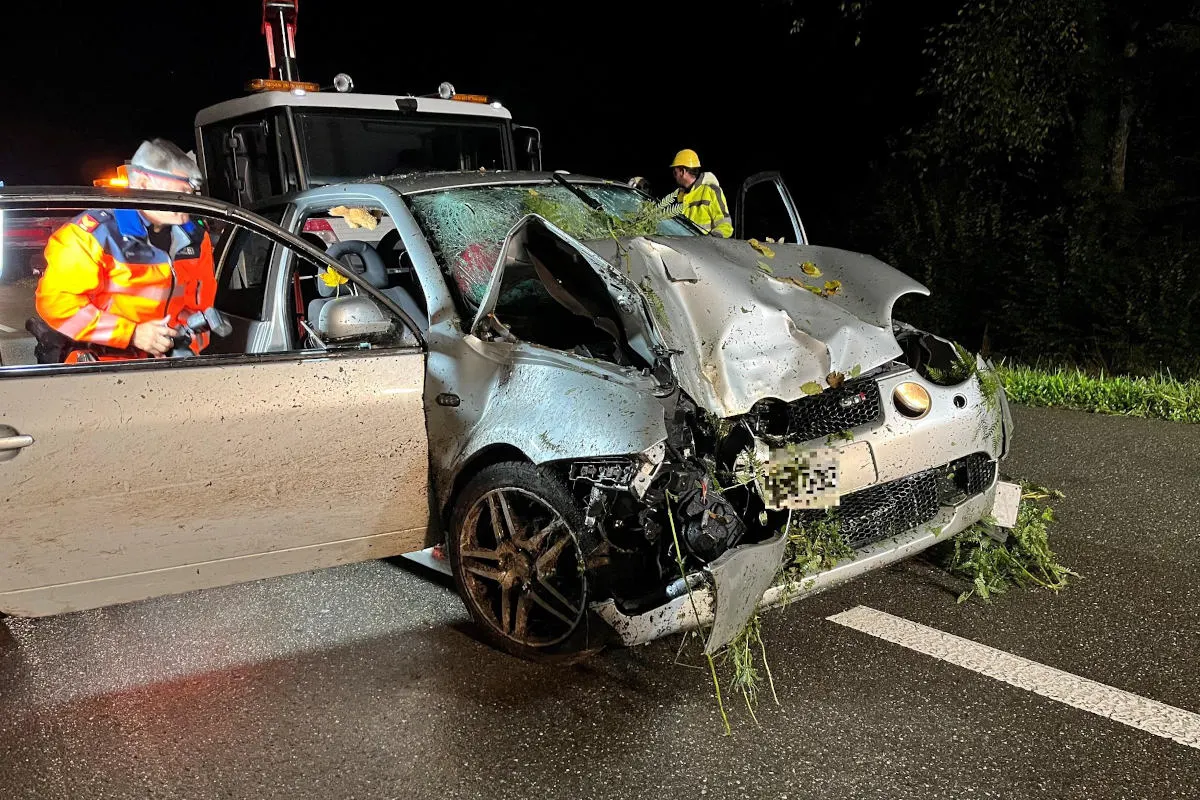 Aeugst am Albis ZH – Selbstunfall mit Personenwagen fordert zwei Verletzte