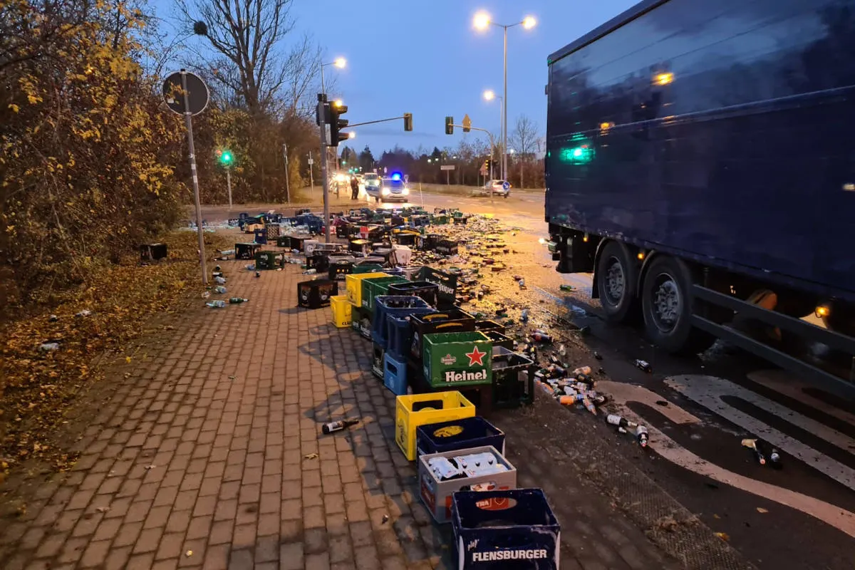 Unfall in Erfurt – Bierkästen machten sich selbstständig