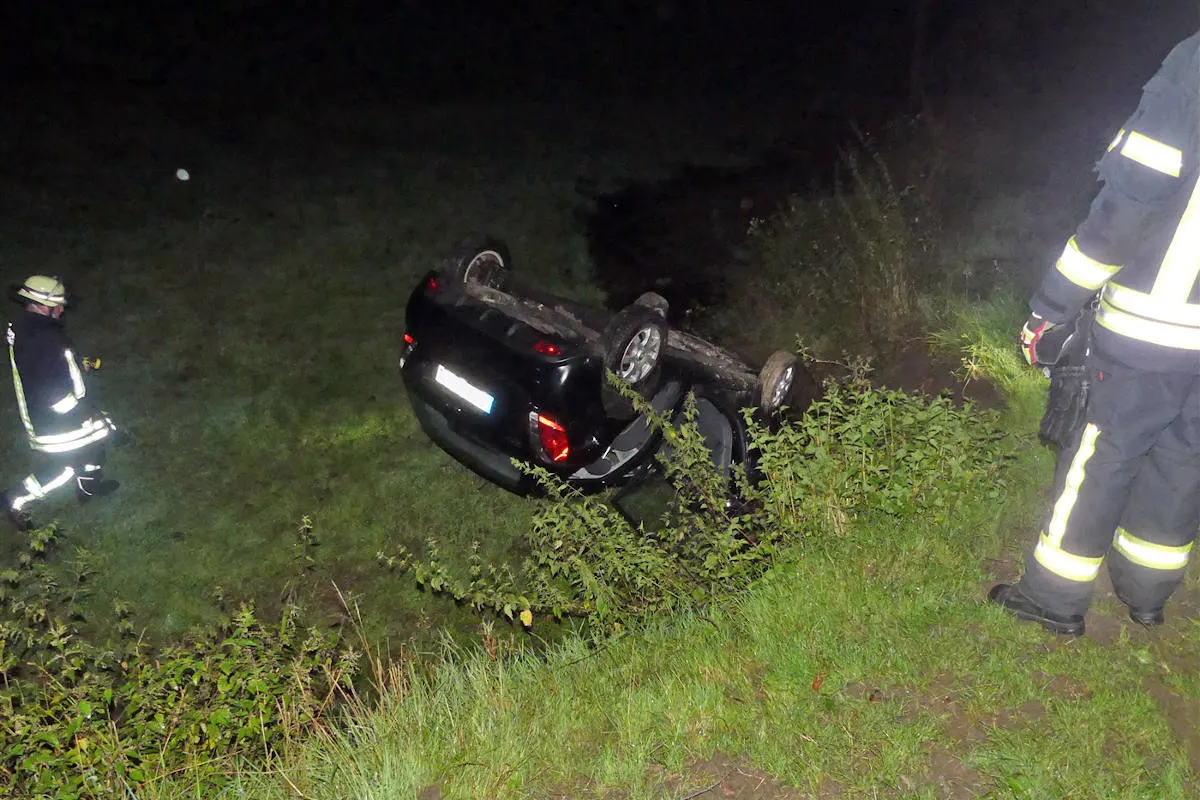 Radevormwald – Mit Auto überschlagen