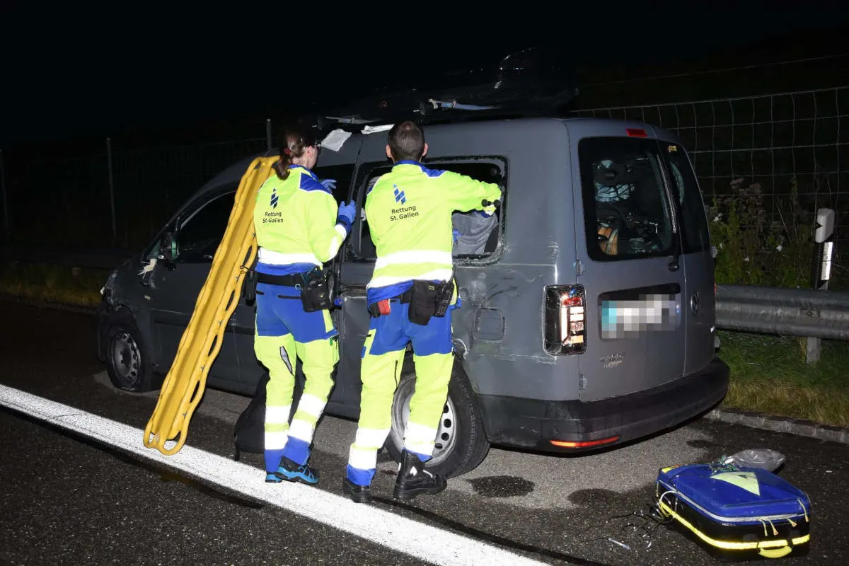 A13 Montlingen SG - Selbstunfall mit schwer Verletztem