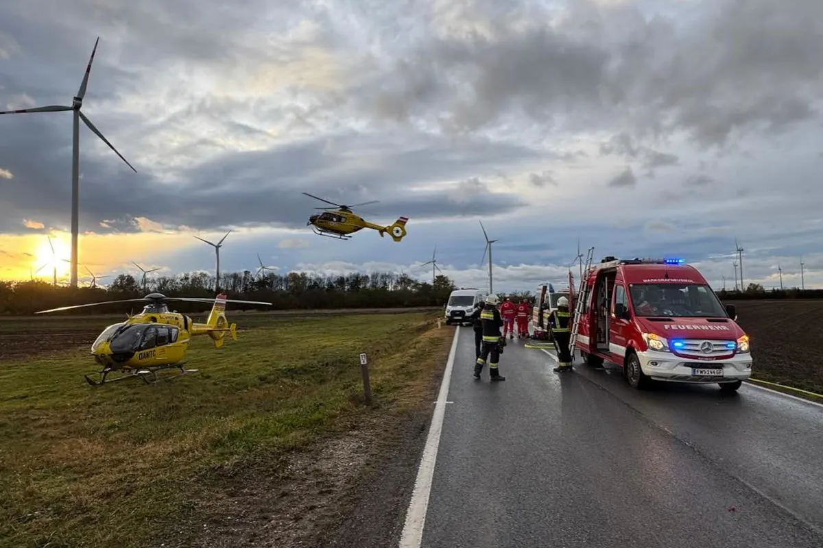 Obersiebenbrunn NÖ – Zwei Verletzte bei schwerem Unfall