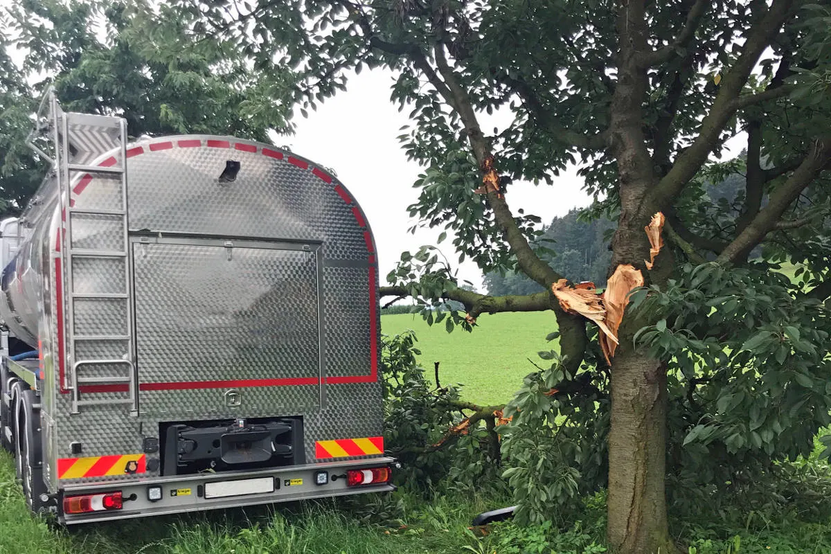 Grosswangen LU - Milchtransporter prallt gegen einen Baum