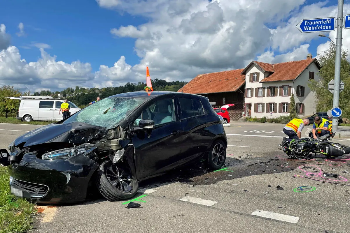 Weinfelden TG – Tödliche Kollision zwischen Auto und Motorrad