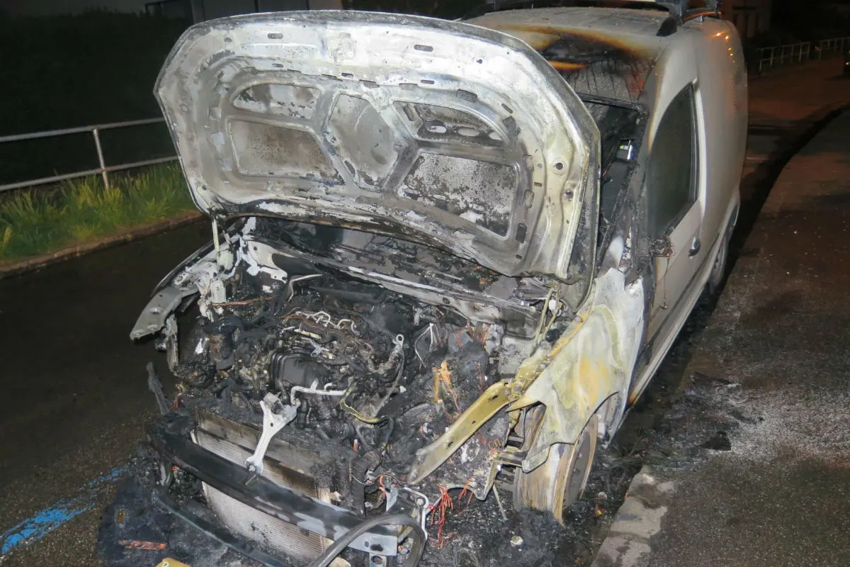 Binningen BL - Lieferwagen bei Fahrzeugbrand vollends zerstört