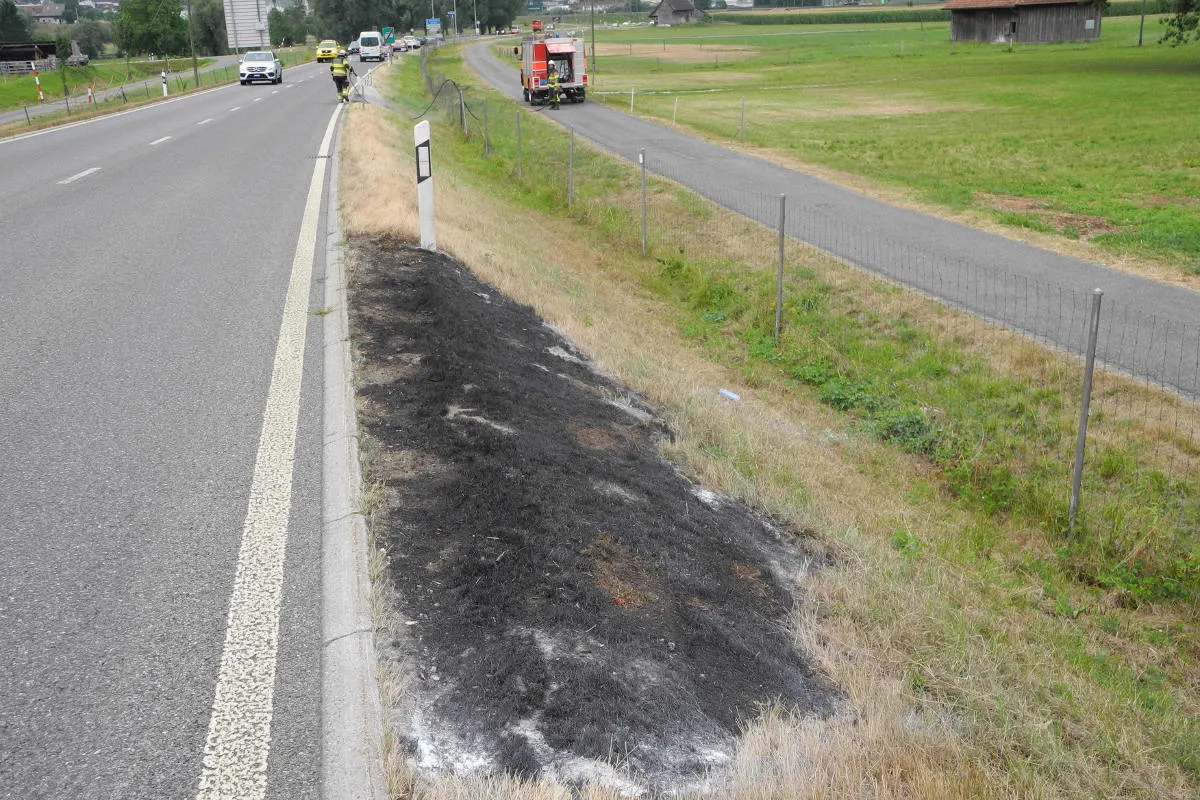 Reichenburg SZ - Böschungsbrand an Autobahn