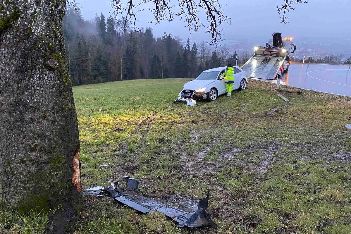 Baar ZG - Mit Audi von der Strasse abgekommen und verunfallt