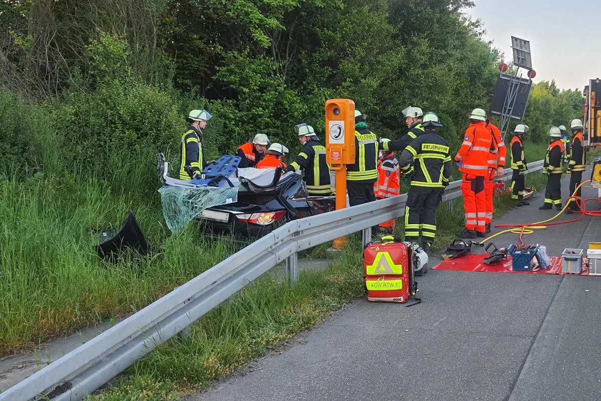 A3 Königswinter – Zwei Verletzte bei Verkehrsunfall auf Autobahn
