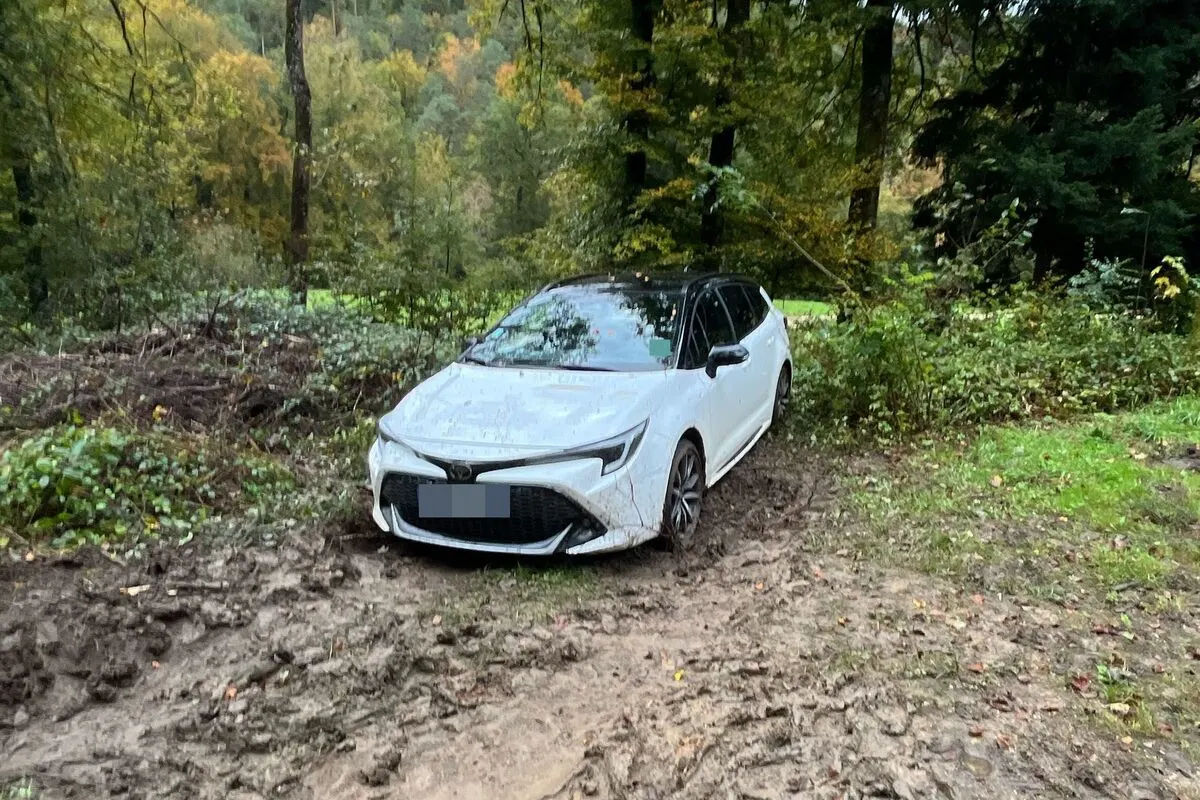 Nuglar SO - Auto bleibt im Waldboden stecken - Lenker wird festgenommen 