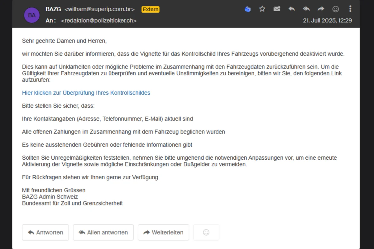 Vorsicht Fake-Mail – Betrüger geben sich als Zollbehörde aus
