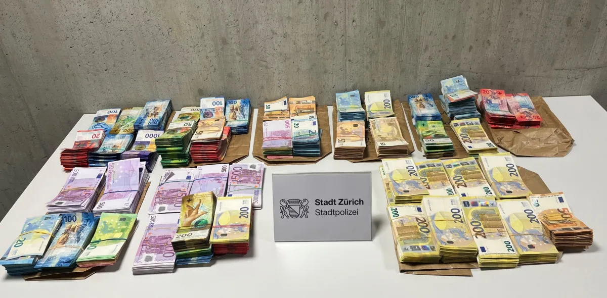 Stadtpolizei Zürich  stellt über 1 Million Franken und Euro sicher