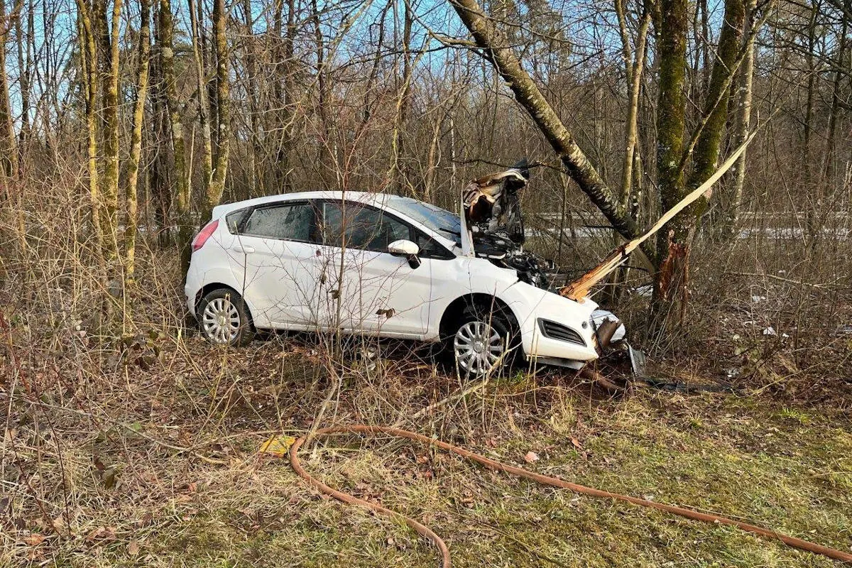 Steißlingen – Verunfallter Ford fängt Feuer
