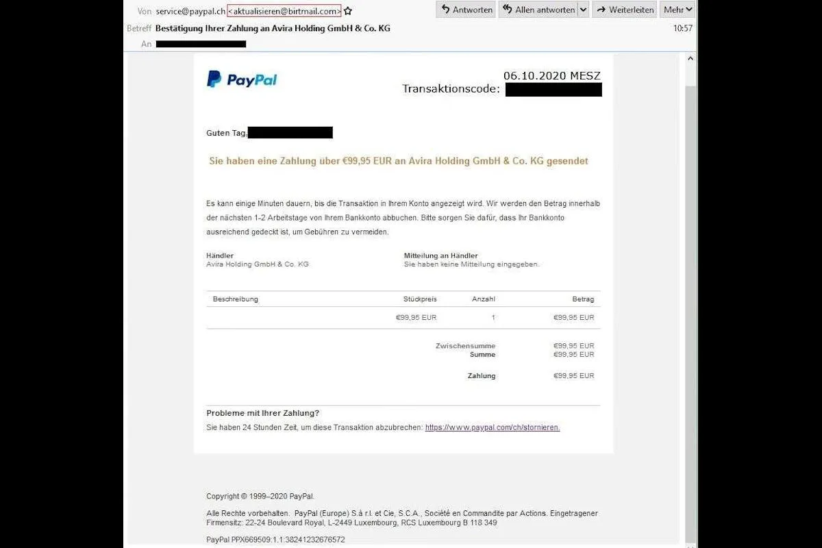 Achtung – Betrügerische E-Mails von PayPal