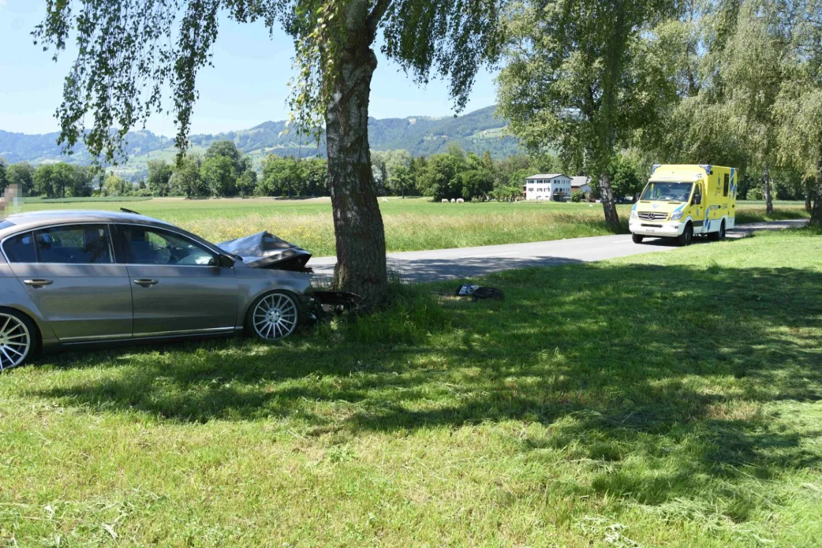 Rebstein SG - Wegen Ausweichmanöver frontal in Baum gefahren!